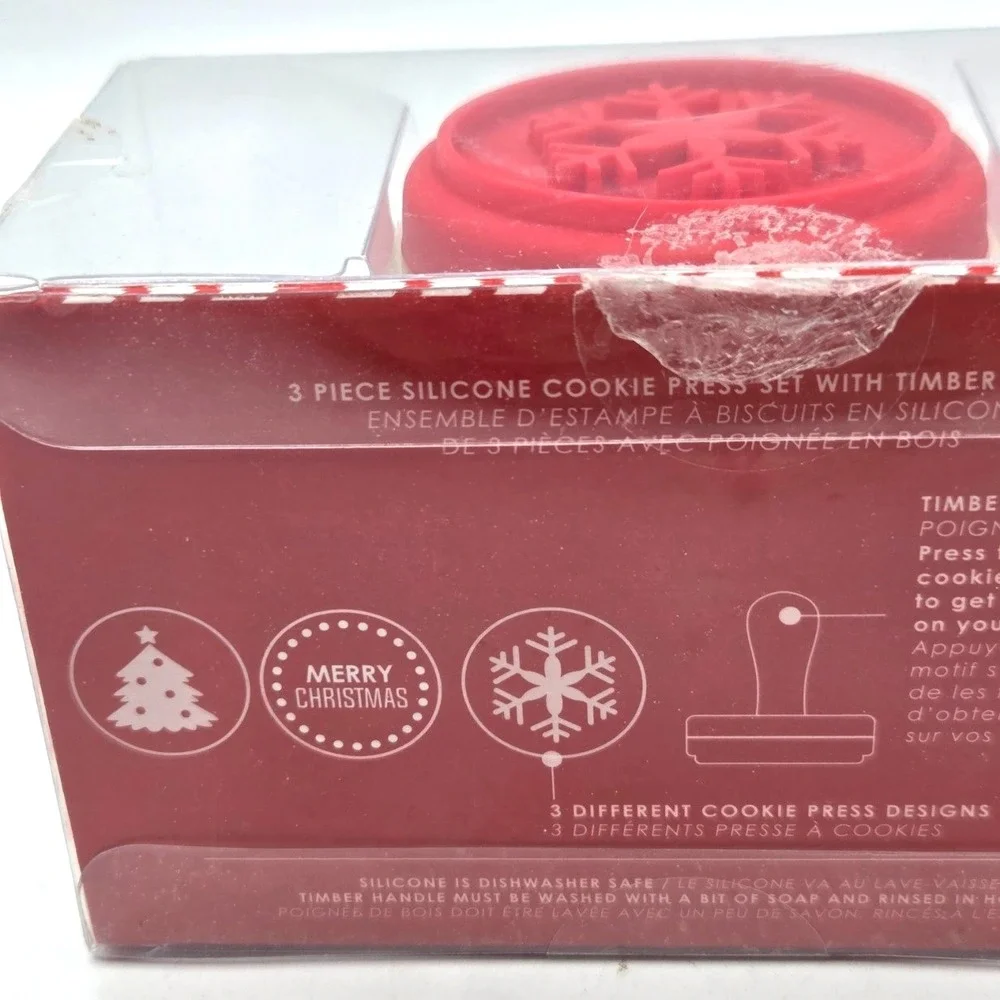 Ciroa The BakeHouse Christmas 3 Piece Cookie Press Set NEW in BOX